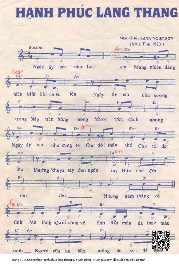 Sheet PDF of Hạnh phúc lang thang