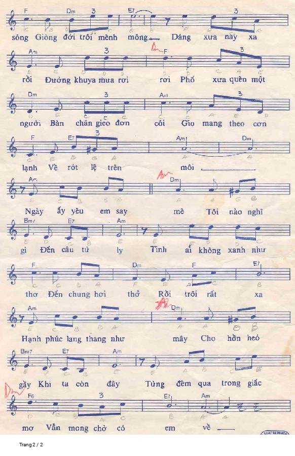 Page 2 of Sheet music PDF Hạnh phúc lang thang - Anh Bằng