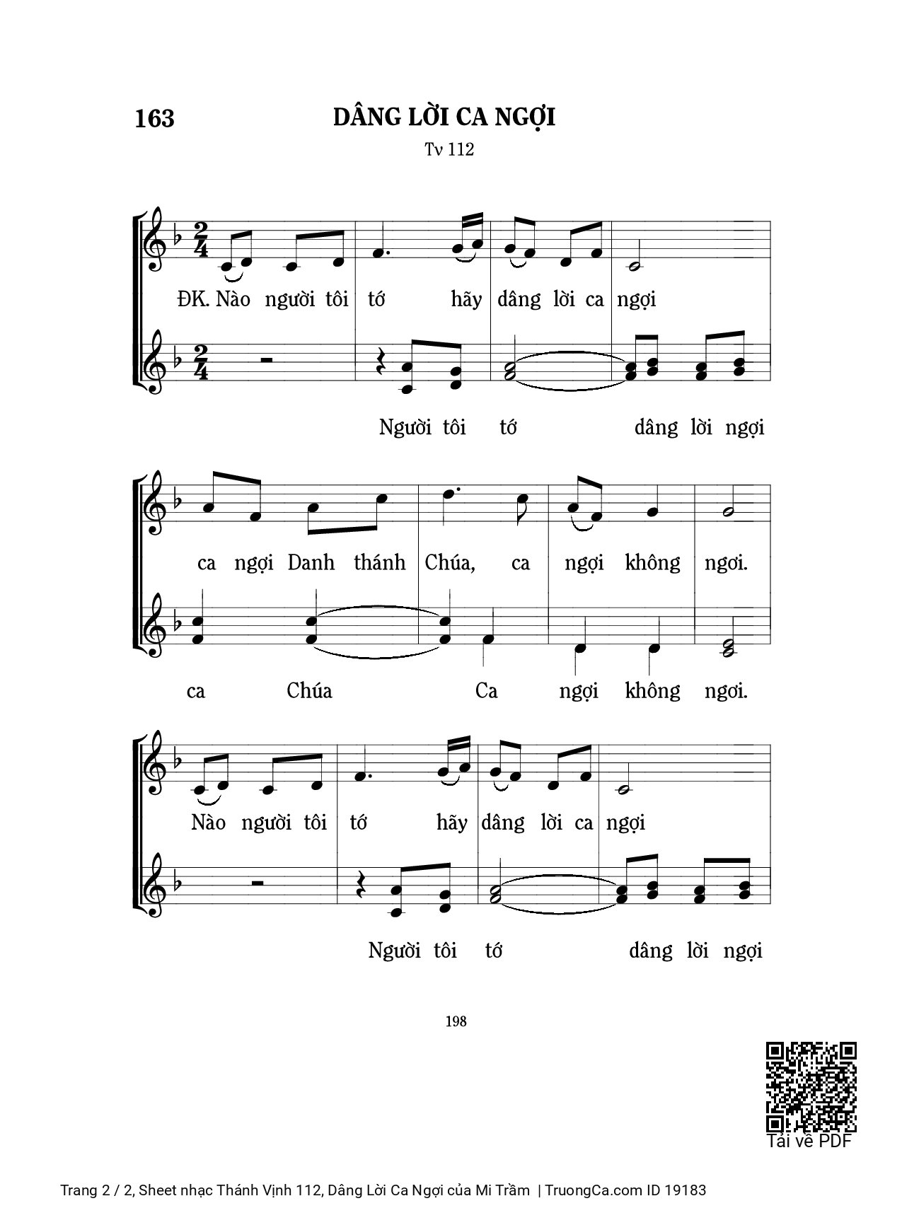 Page 2 of Sheet music PDF Thánh Vịnh 112, Dâng Lời Ca Ngợi - Mi Trầm