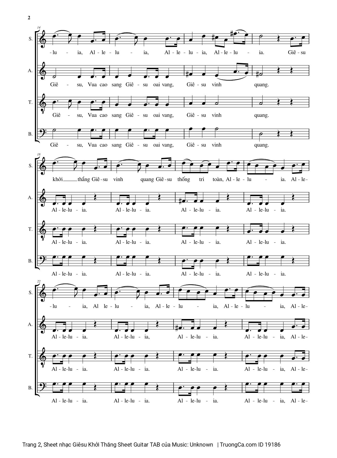 Page 2 of Sheet music PDF Giêsu Khởi Thắng (5 bè) - Nhạc ngoại quốc