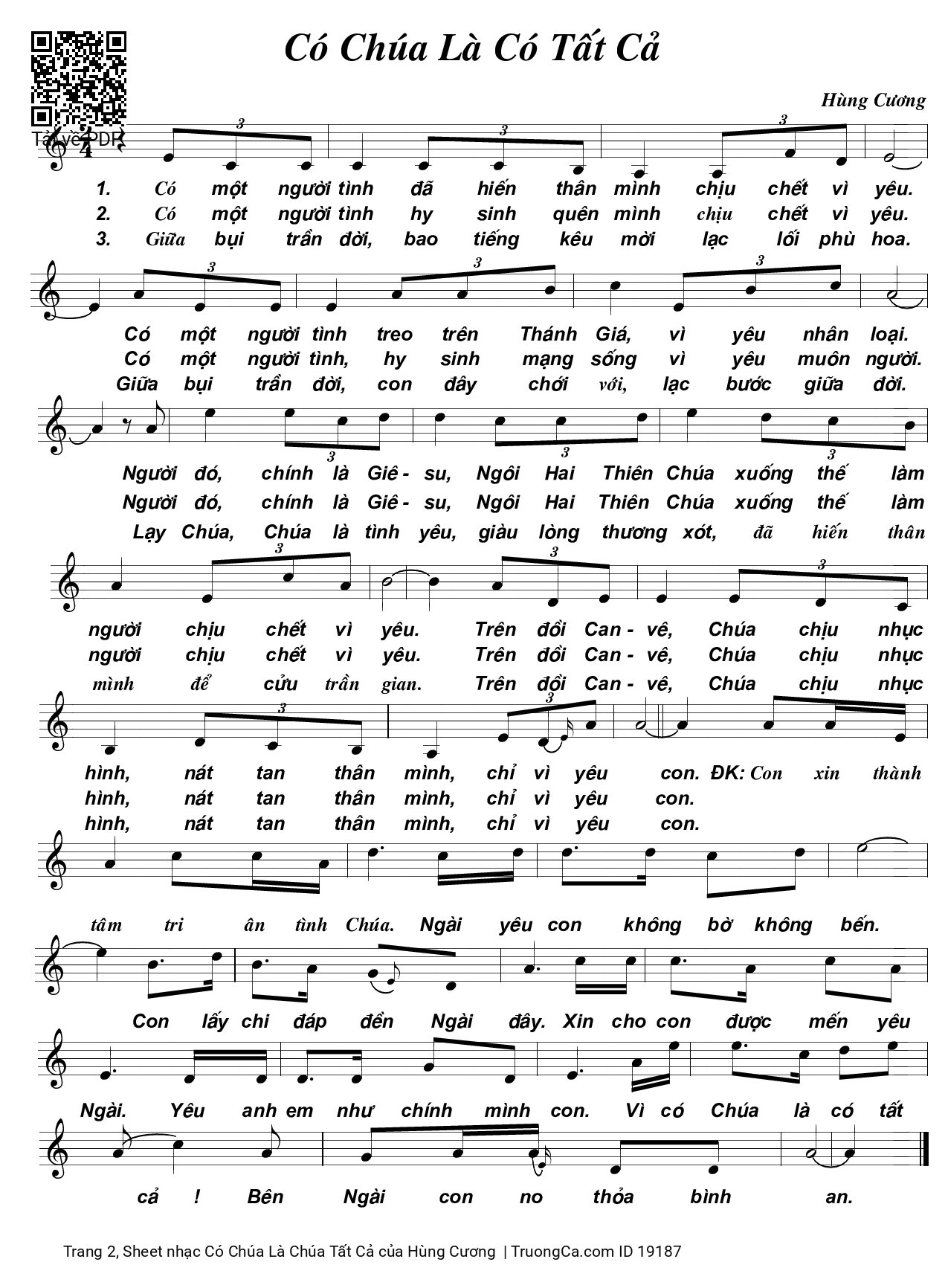 Ca Nguyện Hiệp Lễ Có một người tình đã hiến thân mình chịu chết vì yêu, Trang 2