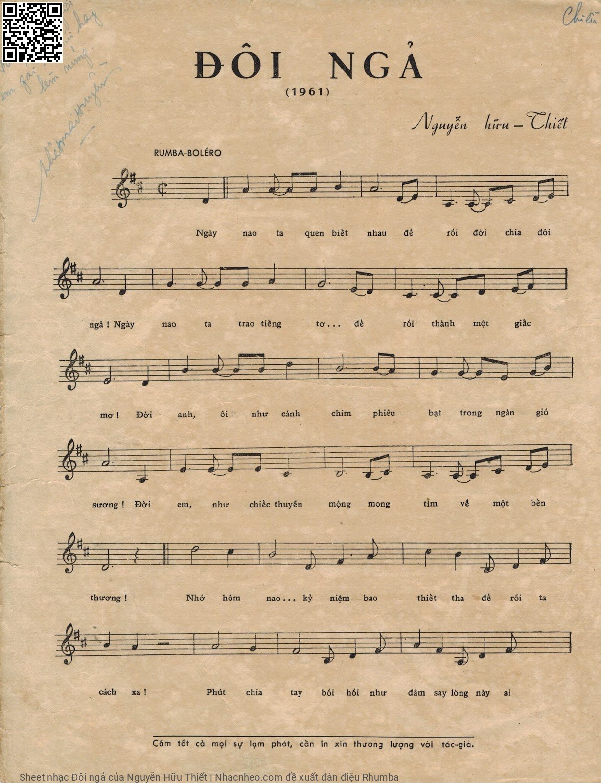 Page 2 of Sheet music PDF Đôi ngả - Nguyễn Hữu Thiết