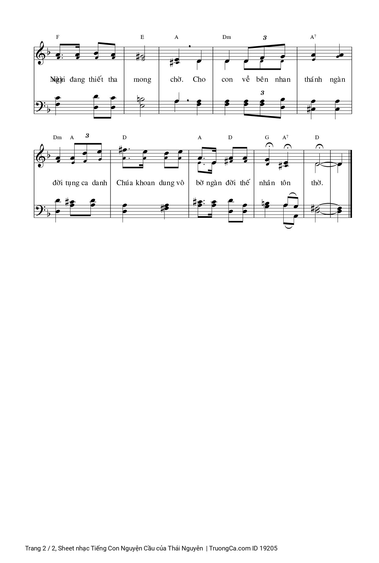 Page 2 of Sheet music PDF Tiếng Con Nguyện Cầu - Thái Nguyên