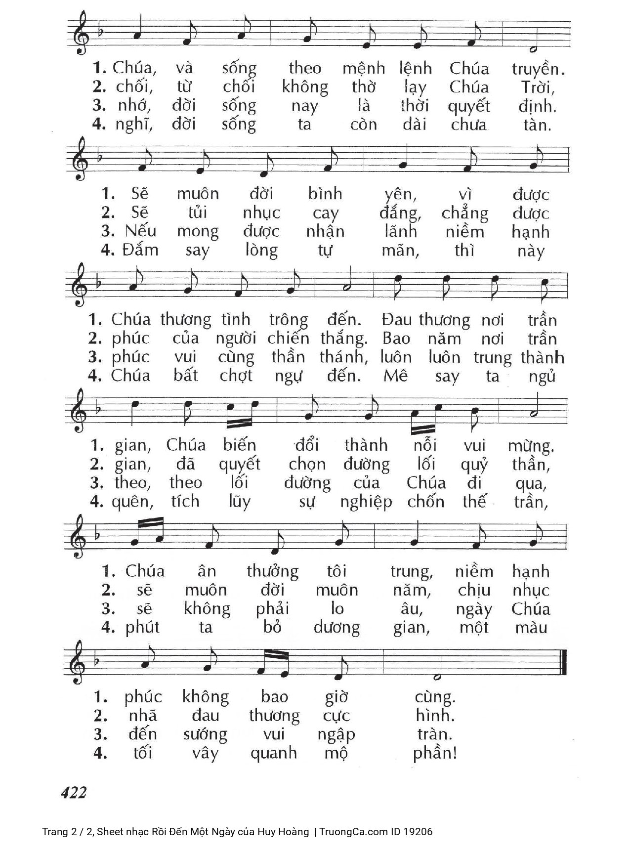Page 2 of Sheet music PDF Rồi Đến Một Ngày - Huy Hoàng