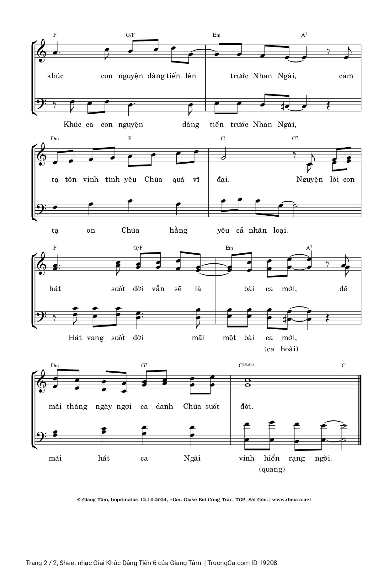 Page 2 of Sheet music PDF Giai Khúc Dâng Tiến 6 - Giang Tâm