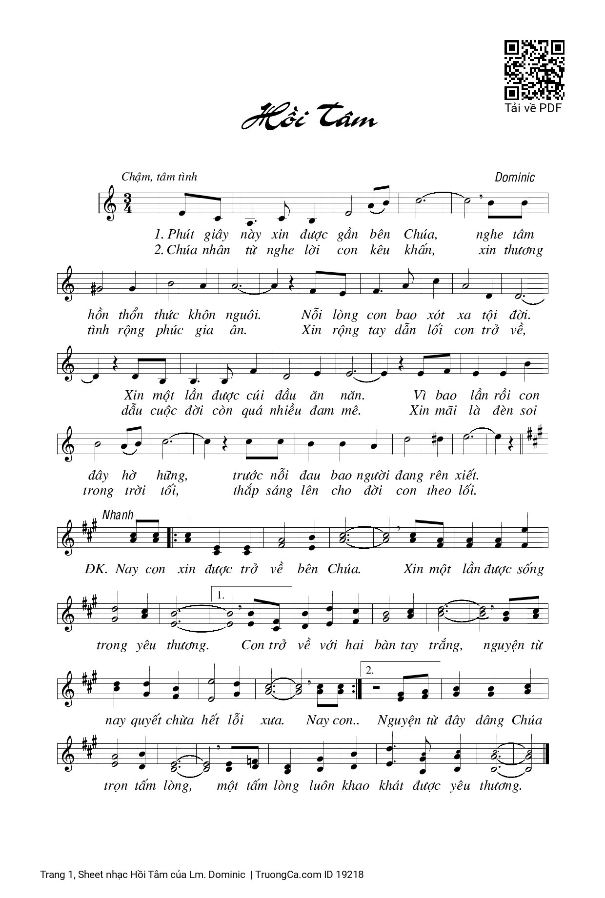 Hồi Tâm - Lm. Dominic