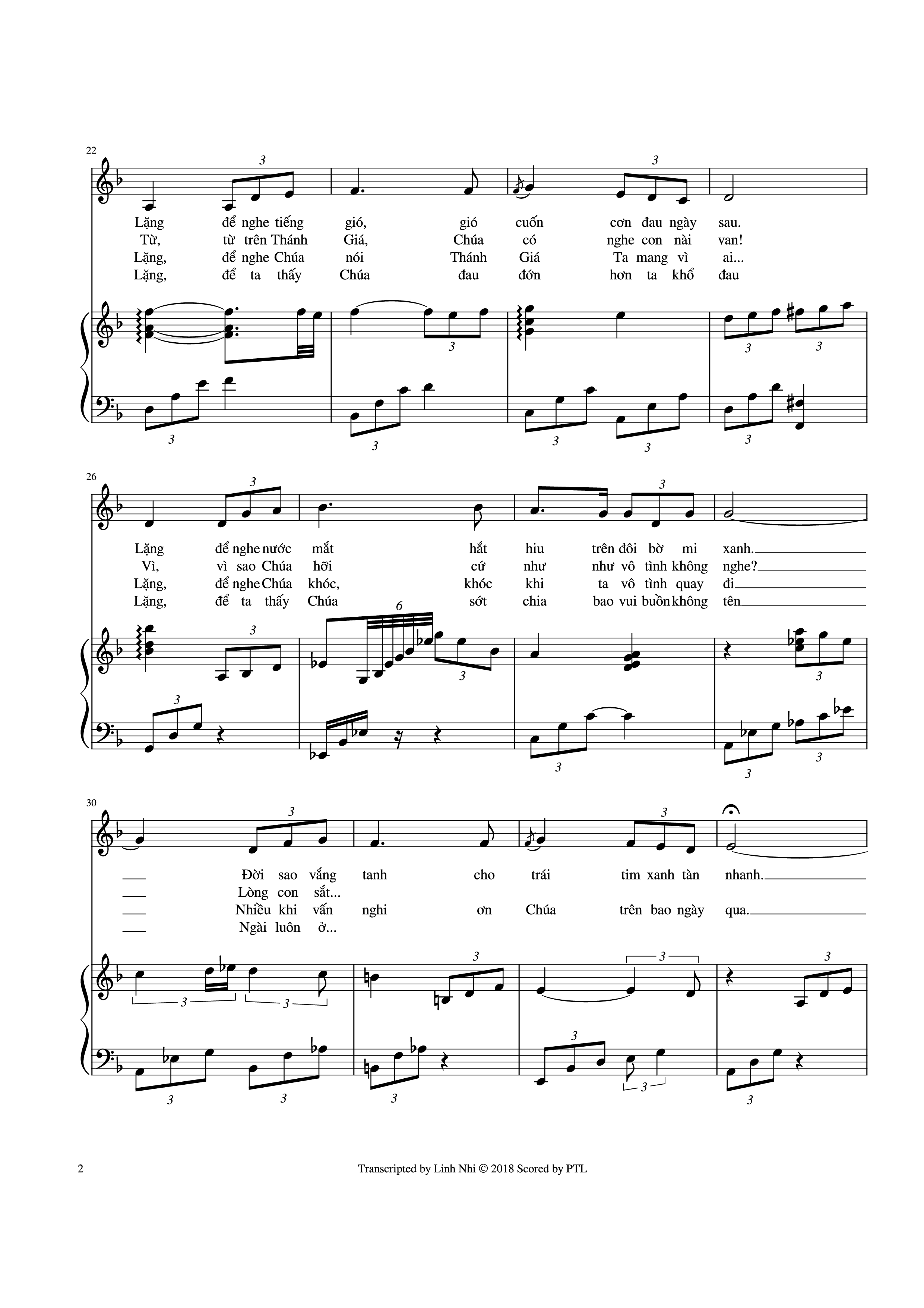 Page 2 of Sheet music PDF LẶNG Piano - Trần Tuấn