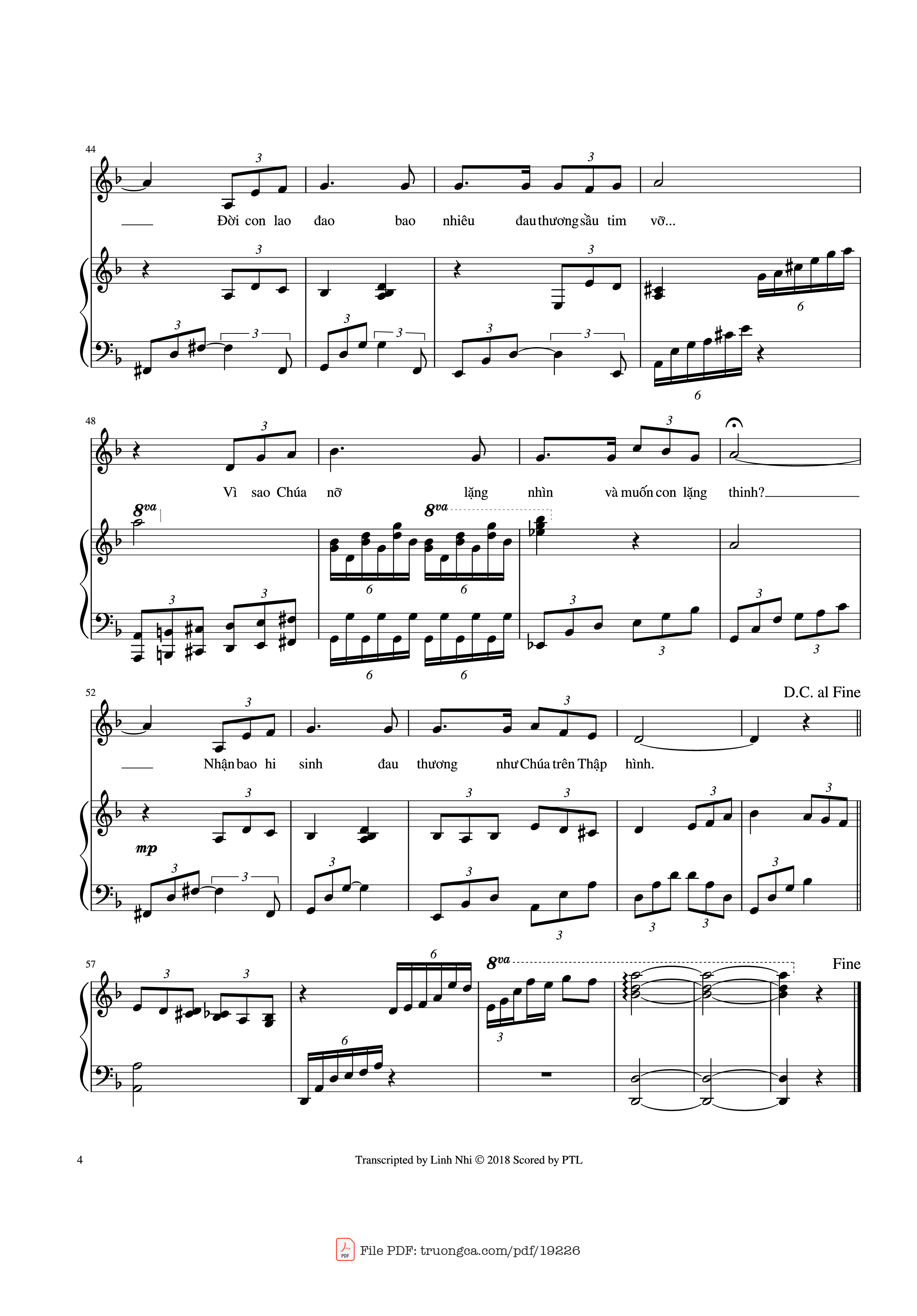 Page 4 of Sheet music PDF LẶNG Piano - Trần Tuấn