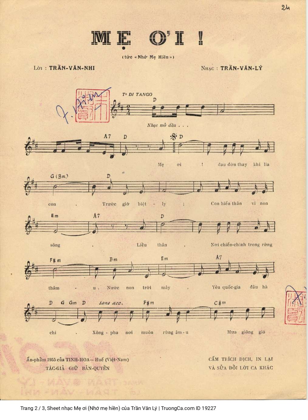 Page 2 of Sheet music PDF Mẹ ơi (Nhớ mẹ hiền) - Trần Văn Lý