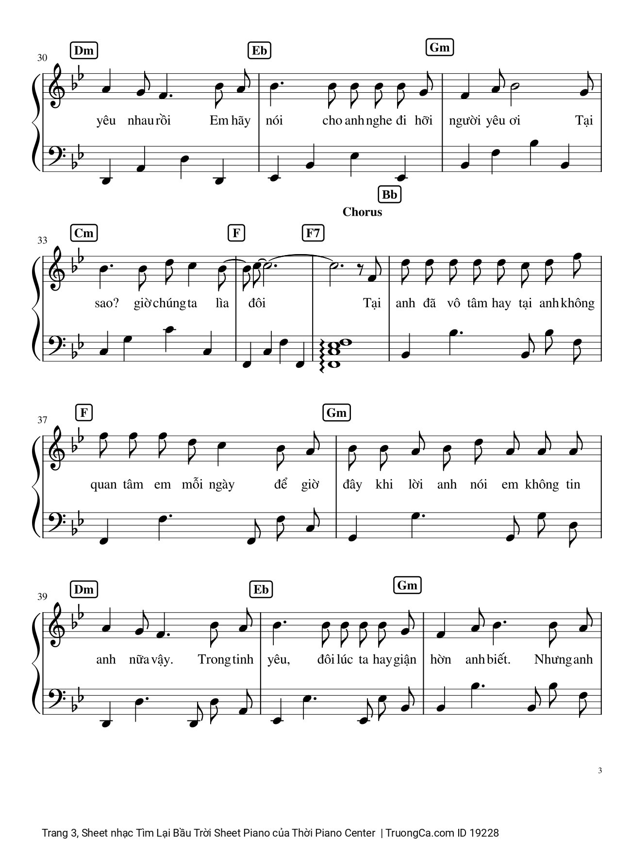 Page 3 of Sheet music PDF Tìm Lại Bầu Trời Sheet Piano - Khắc Việt