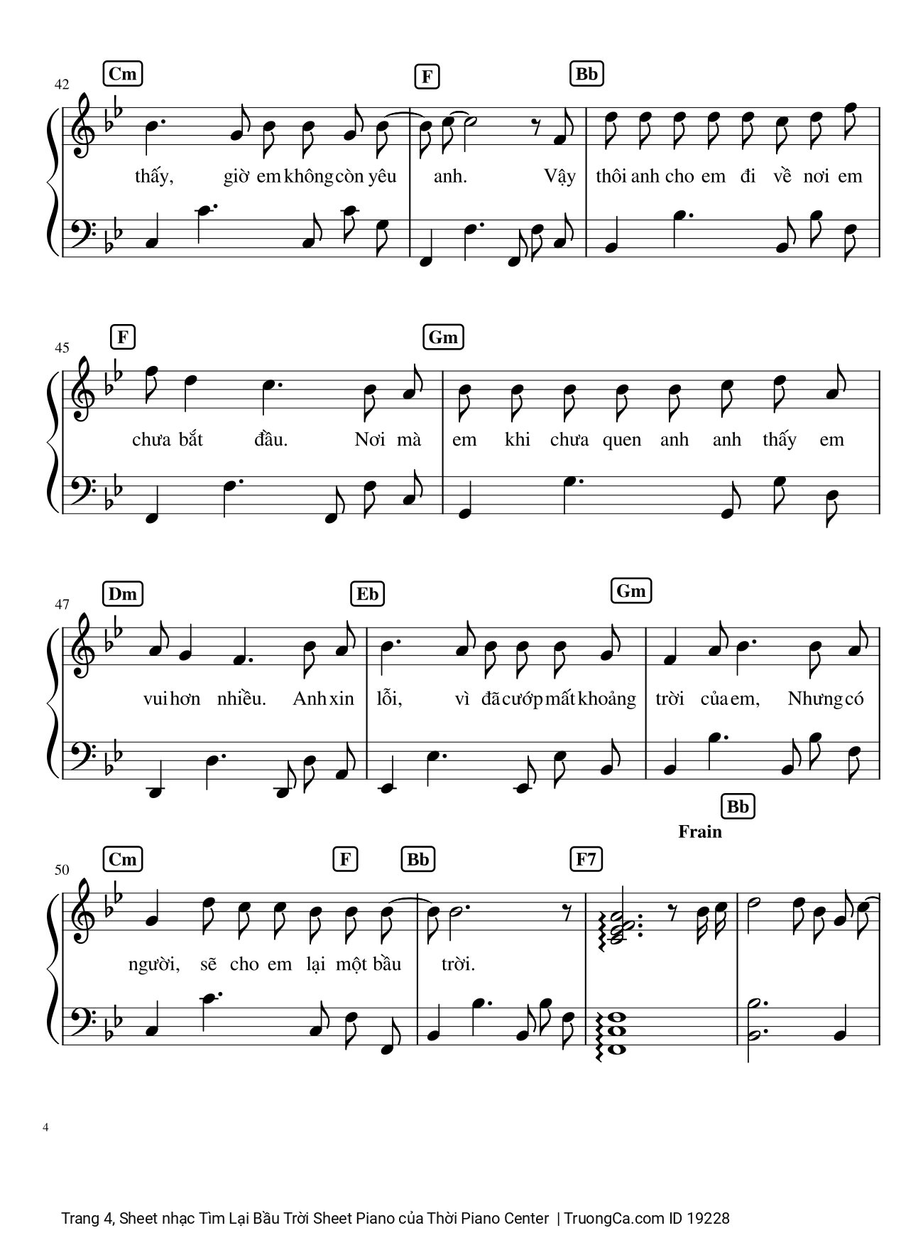 Page 4 of Sheet music PDF Tìm Lại Bầu Trời Sheet Piano - Khắc Việt