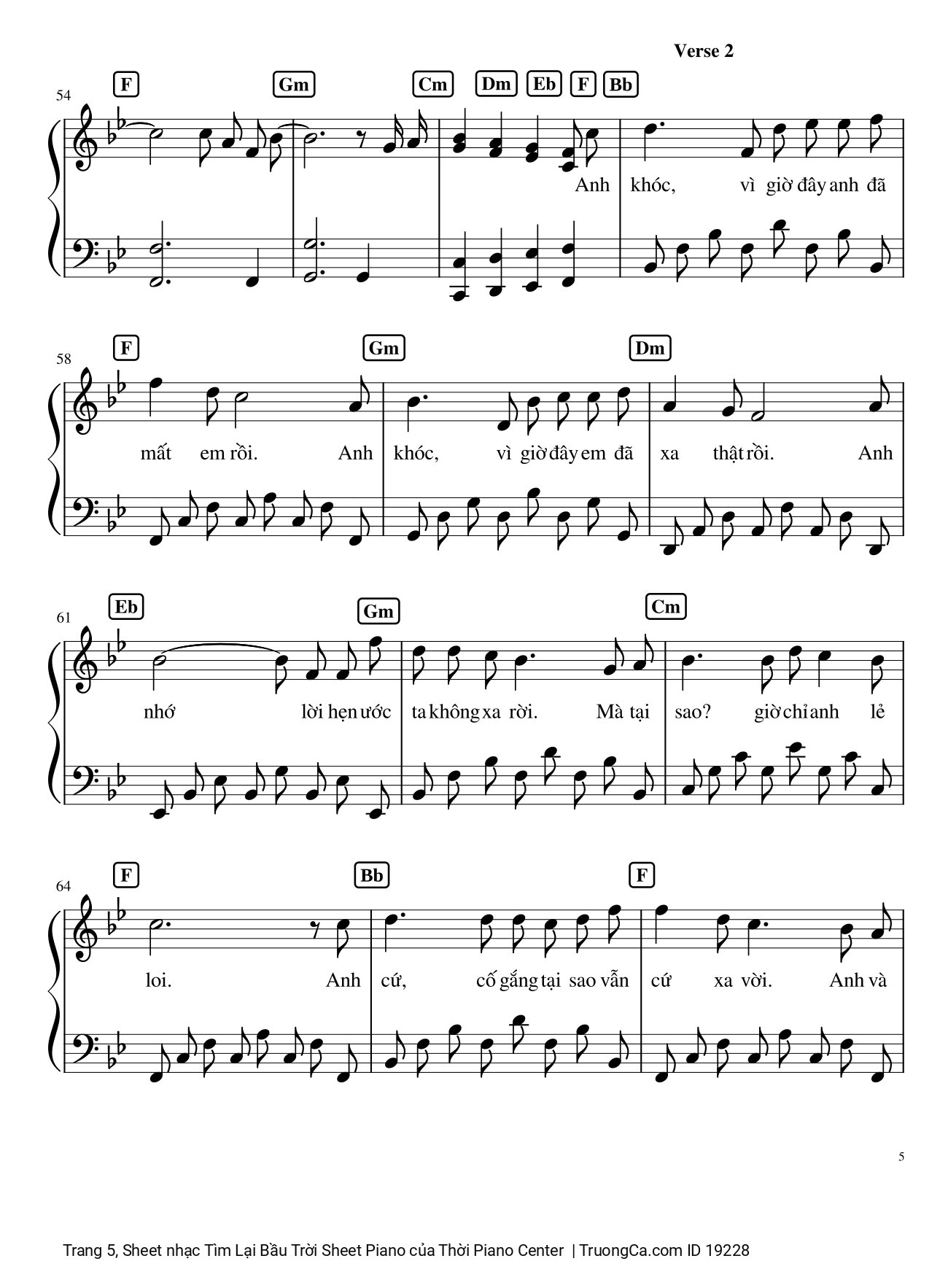Page 5 of Sheet music PDF Tìm Lại Bầu Trời Sheet Piano - Khắc Việt
