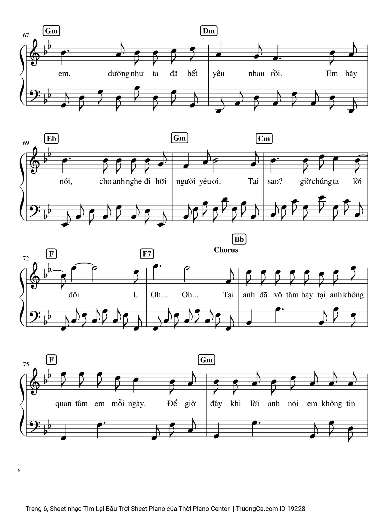 Page 6 of Sheet music PDF Tìm Lại Bầu Trời Sheet Piano - Khắc Việt