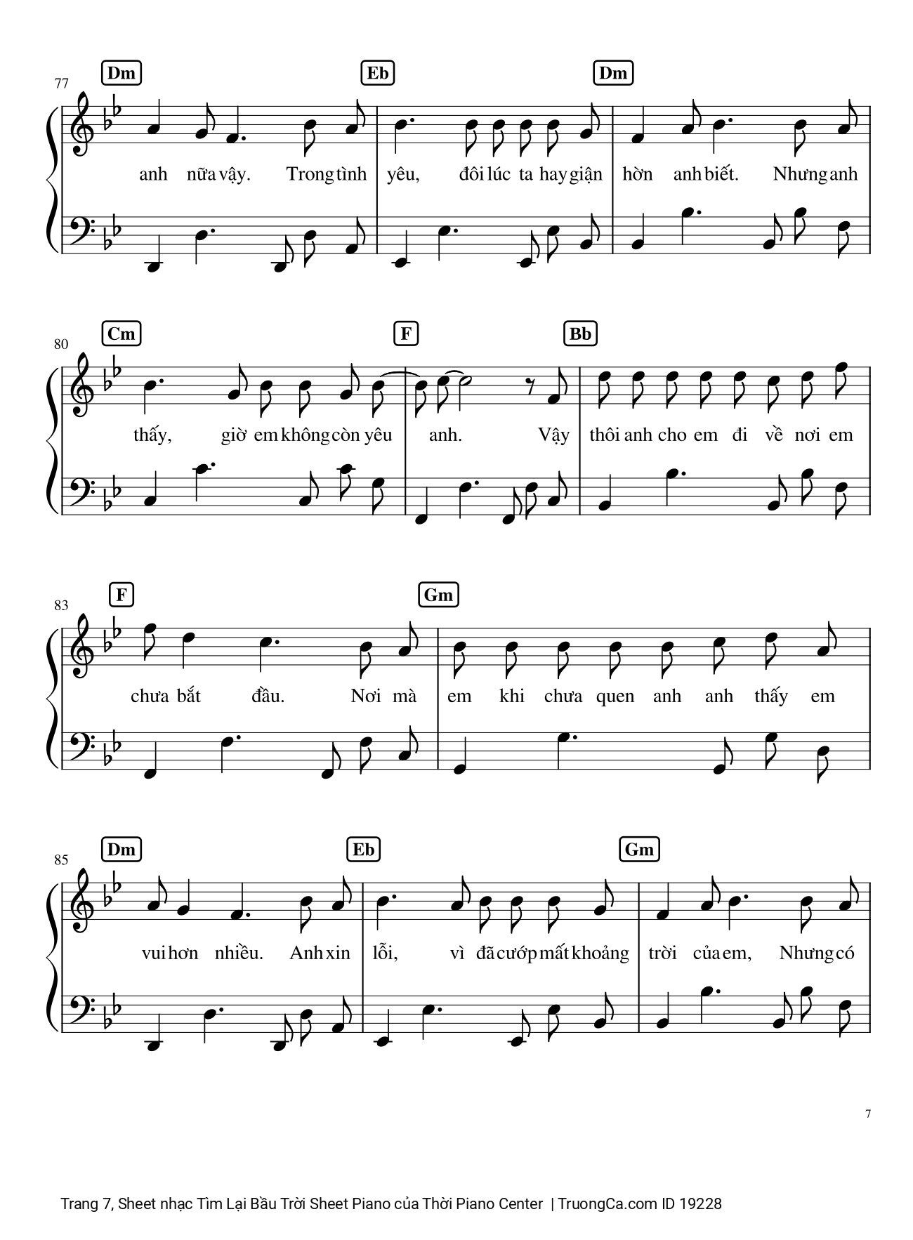 Page 7 of Sheet music PDF Tìm Lại Bầu Trời Sheet Piano - Khắc Việt