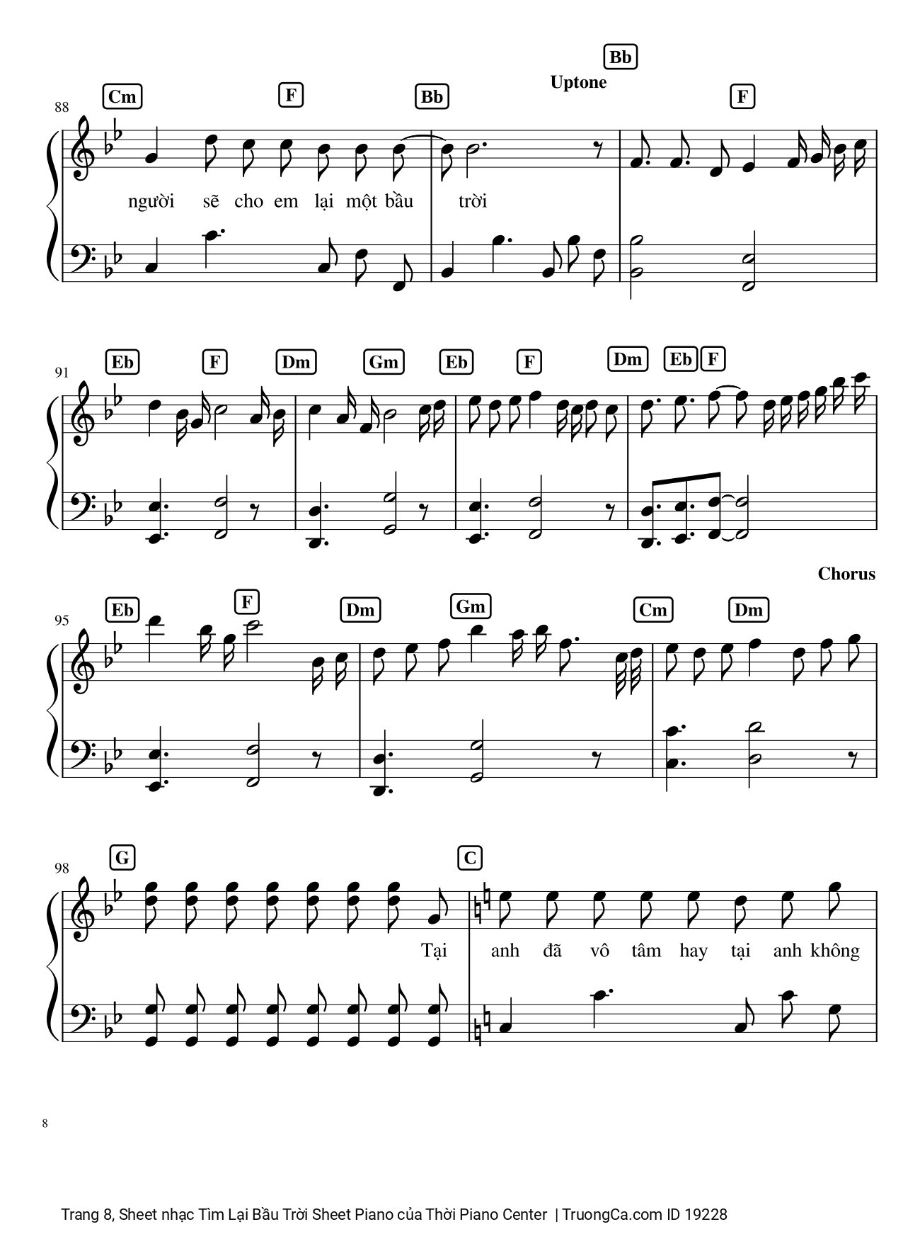 Page 8 of Sheet music PDF Tìm Lại Bầu Trời Sheet Piano - Khắc Việt