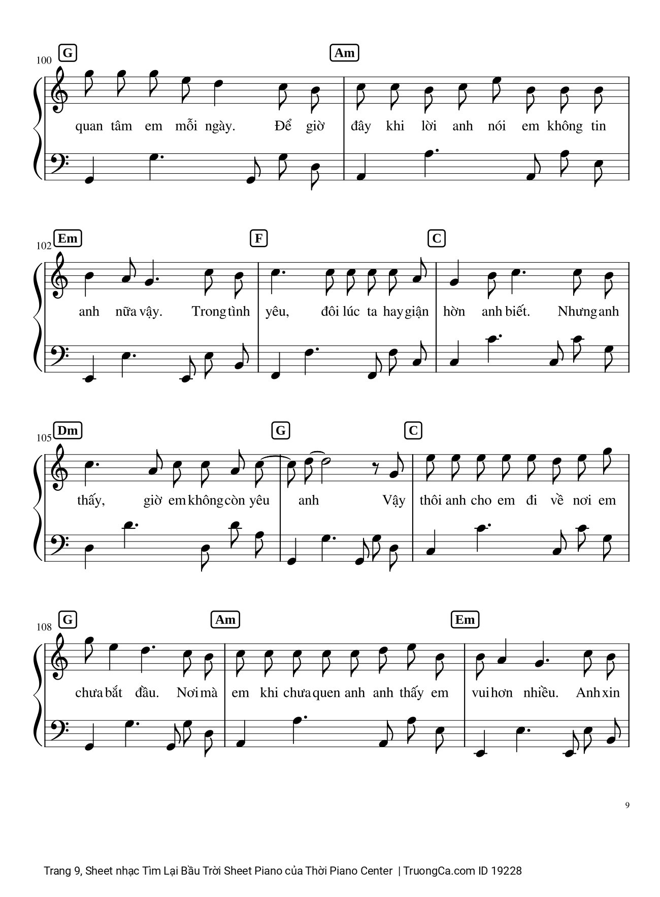 Page 9 of Sheet music PDF Tìm Lại Bầu Trời Sheet Piano - Khắc Việt