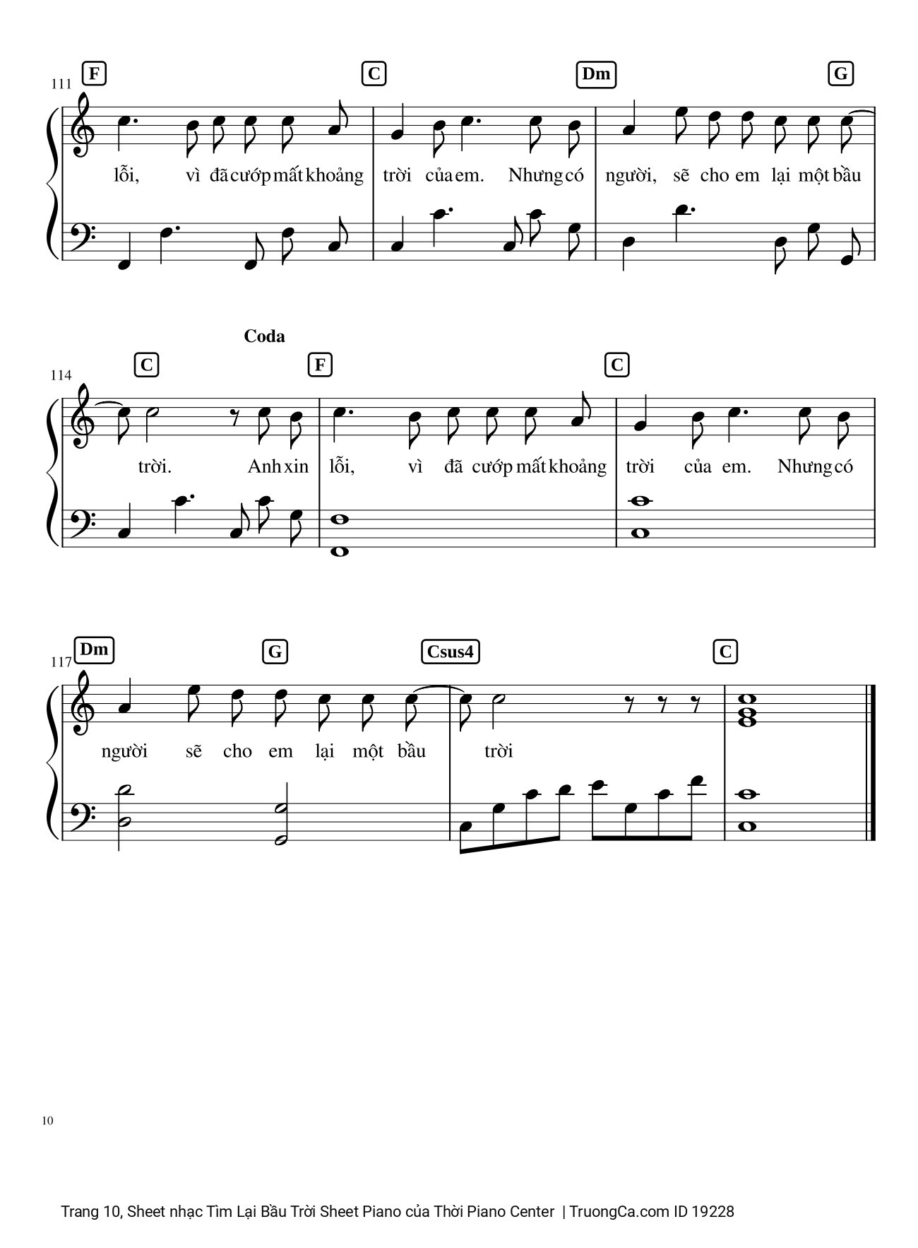 Page 10 of Sheet music PDF Tìm Lại Bầu Trời Sheet Piano - Khắc Việt