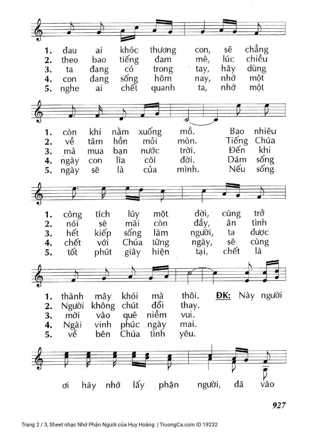 Một ngày mai con sẽ ra đi xa cuộc đời xa lìa muôn người, Trang 2