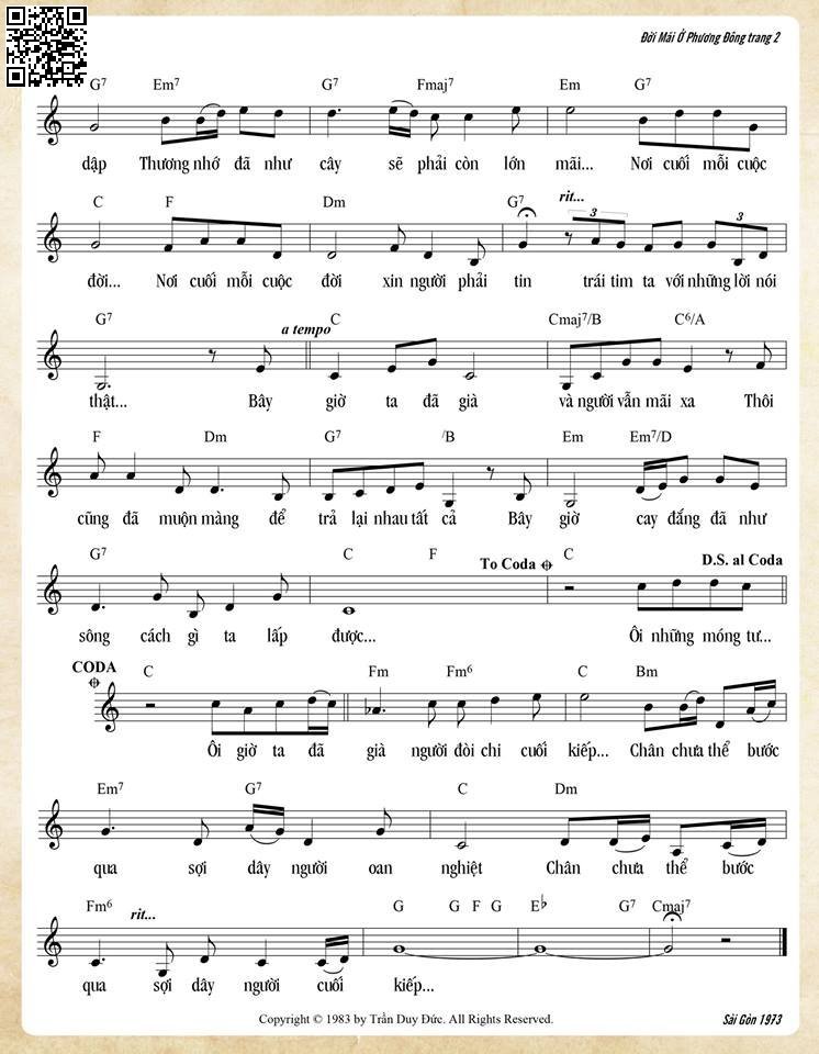 Page 2 of Sheet music PDF Đời ở mãi phương Đông - Trần Duy Đức