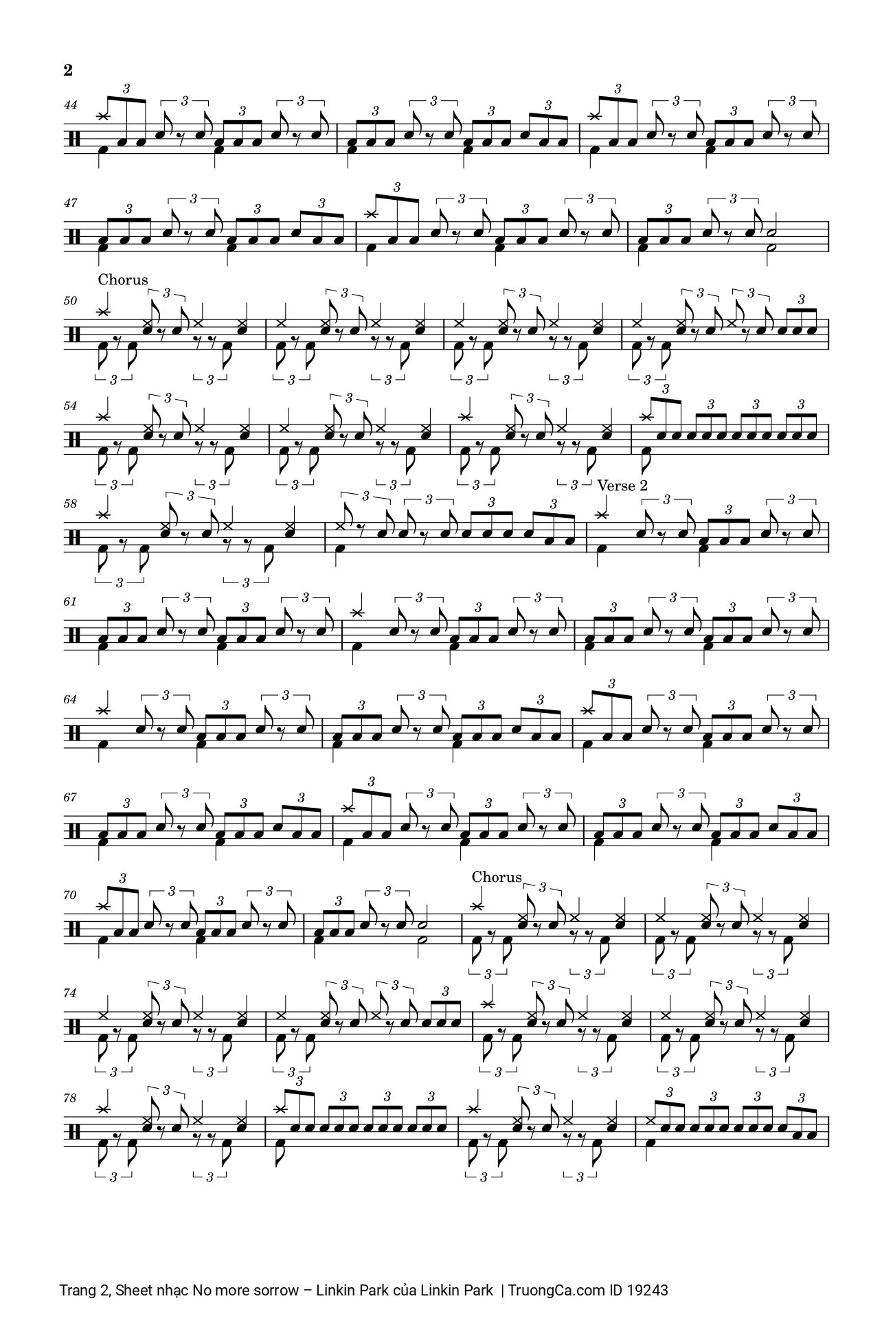Page 2 of Sheet music PDF No more sorrow Drum sheet - Linkin Park