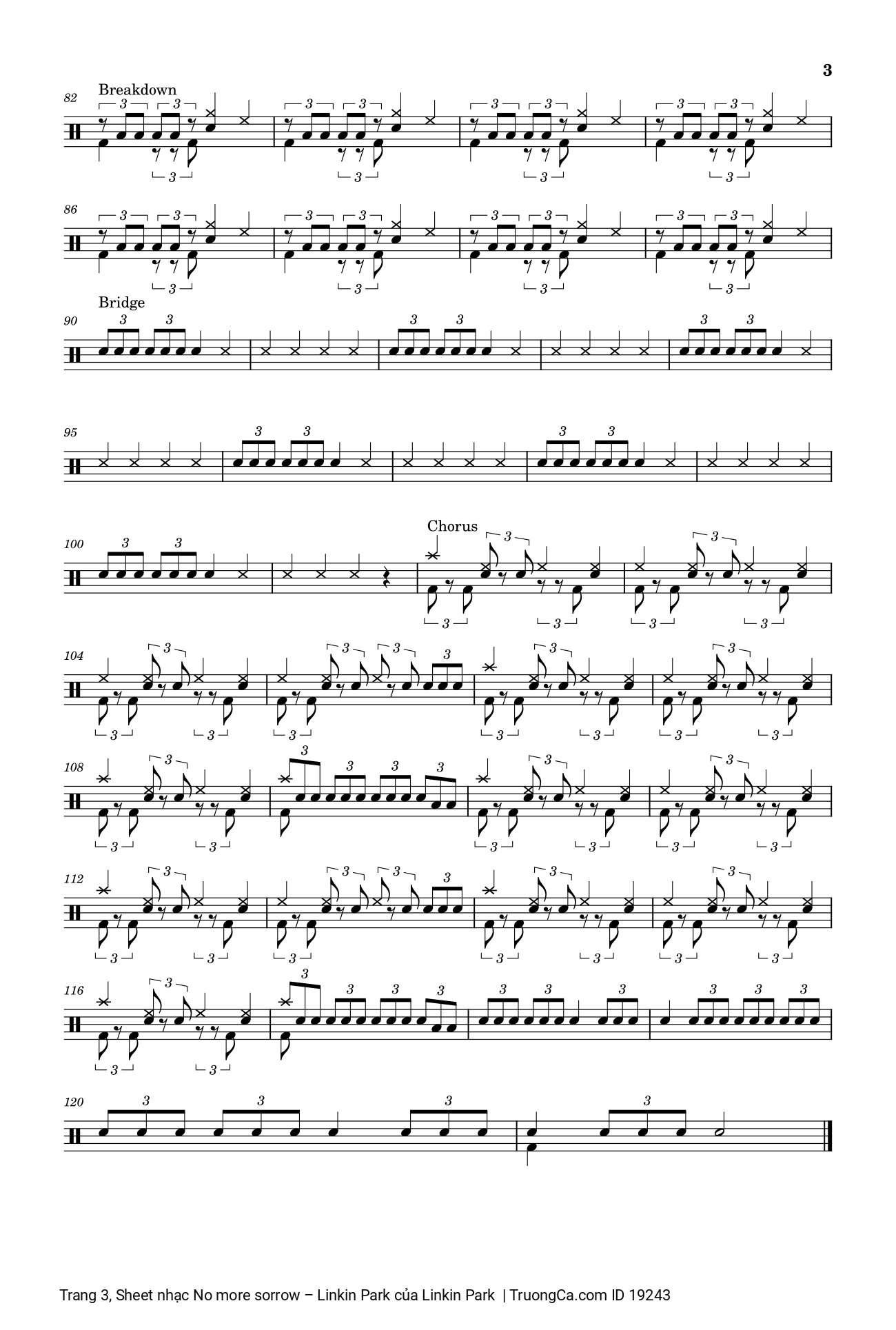 Page 3 of Sheet music PDF No more sorrow Drum sheet - Linkin Park
