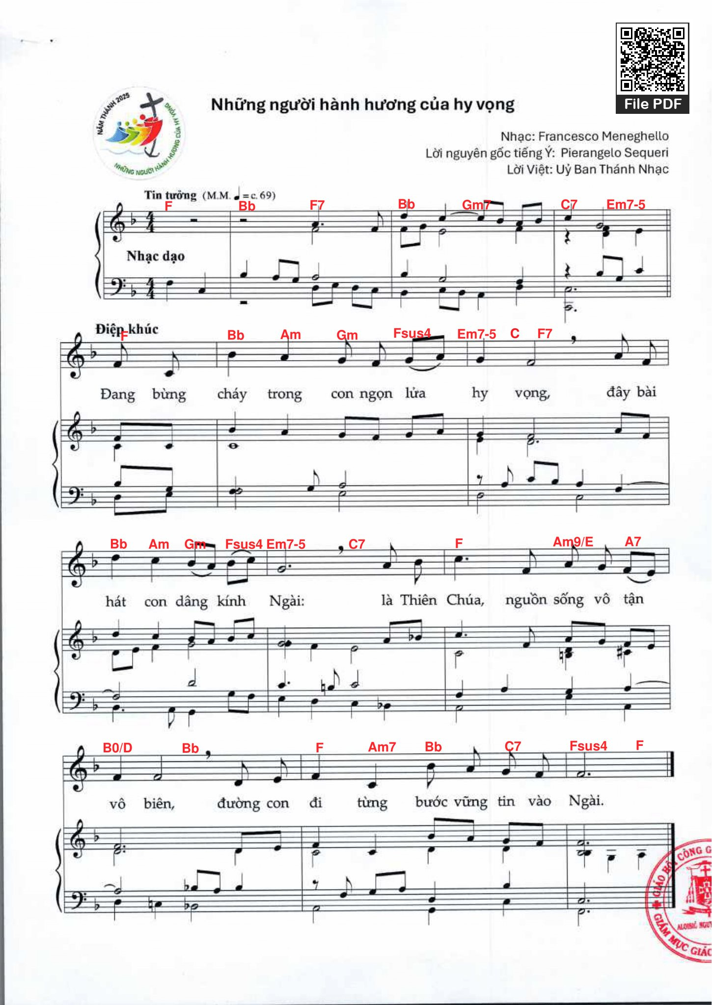 Page 3 of Sheet music PDF Những người hành hương của hy vọng (đệm hát) - Francesco Meneghello 