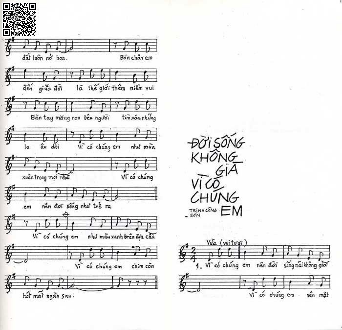 Page 2 of Sheet music PDF Đời sống không già vì có chúng em - Trịnh Công Sơn