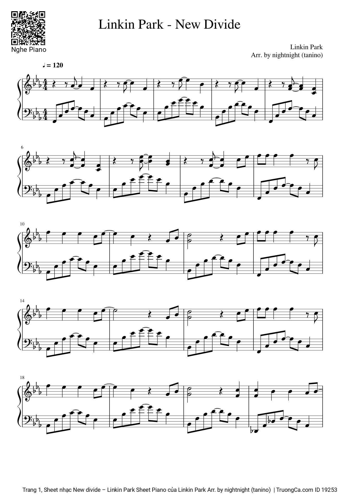 Sheet PDF of New divide Sheet Piano