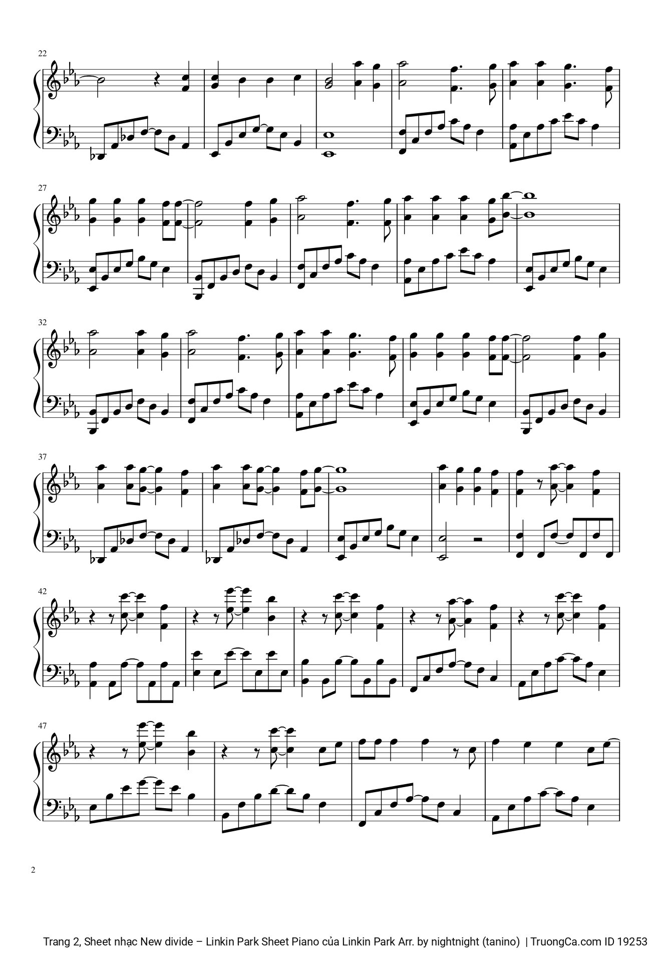 Page 2 of Sheet music PDF New divide Sheet Piano - Linkin Park