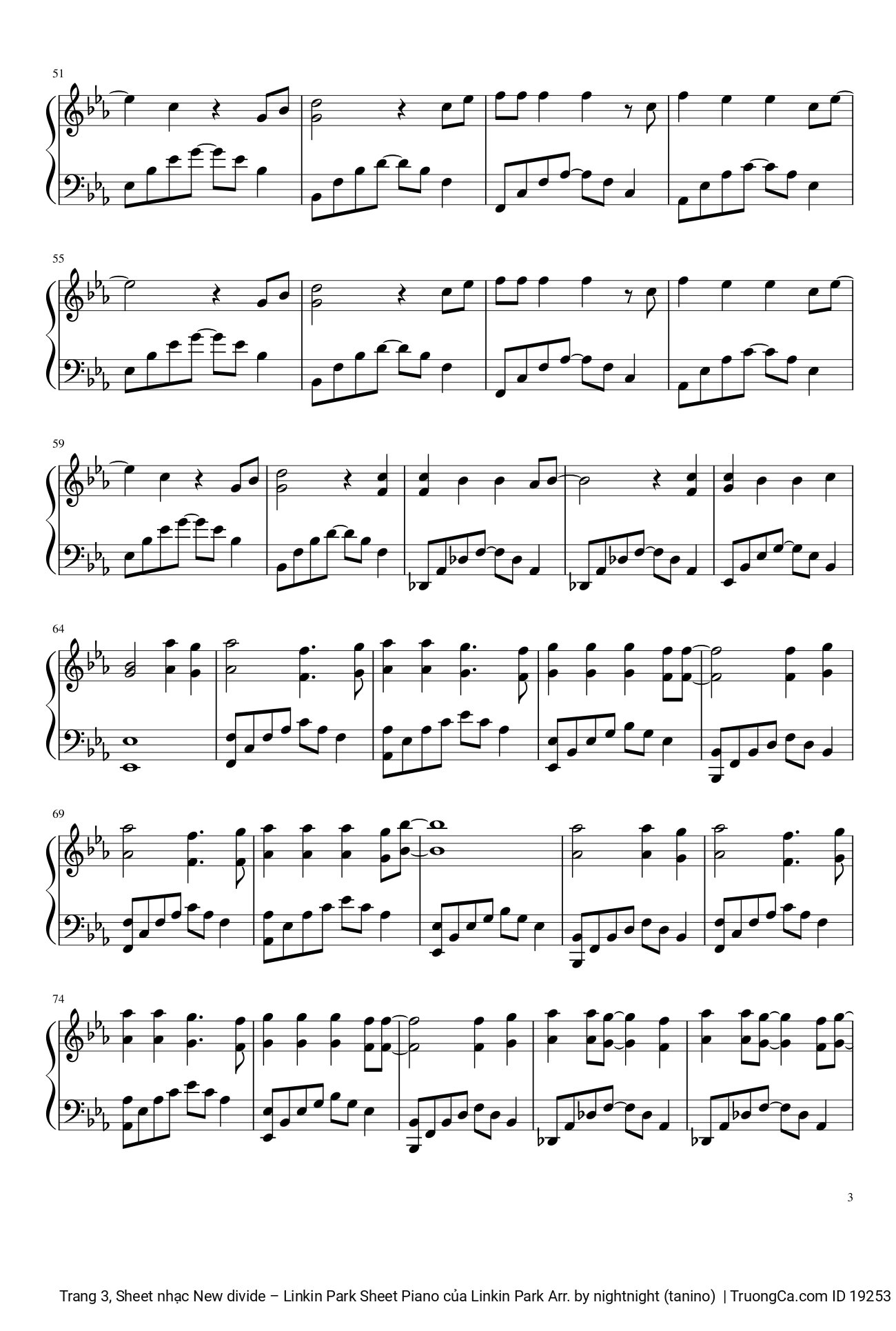 Page 3 of Sheet music PDF New divide Sheet Piano - Linkin Park