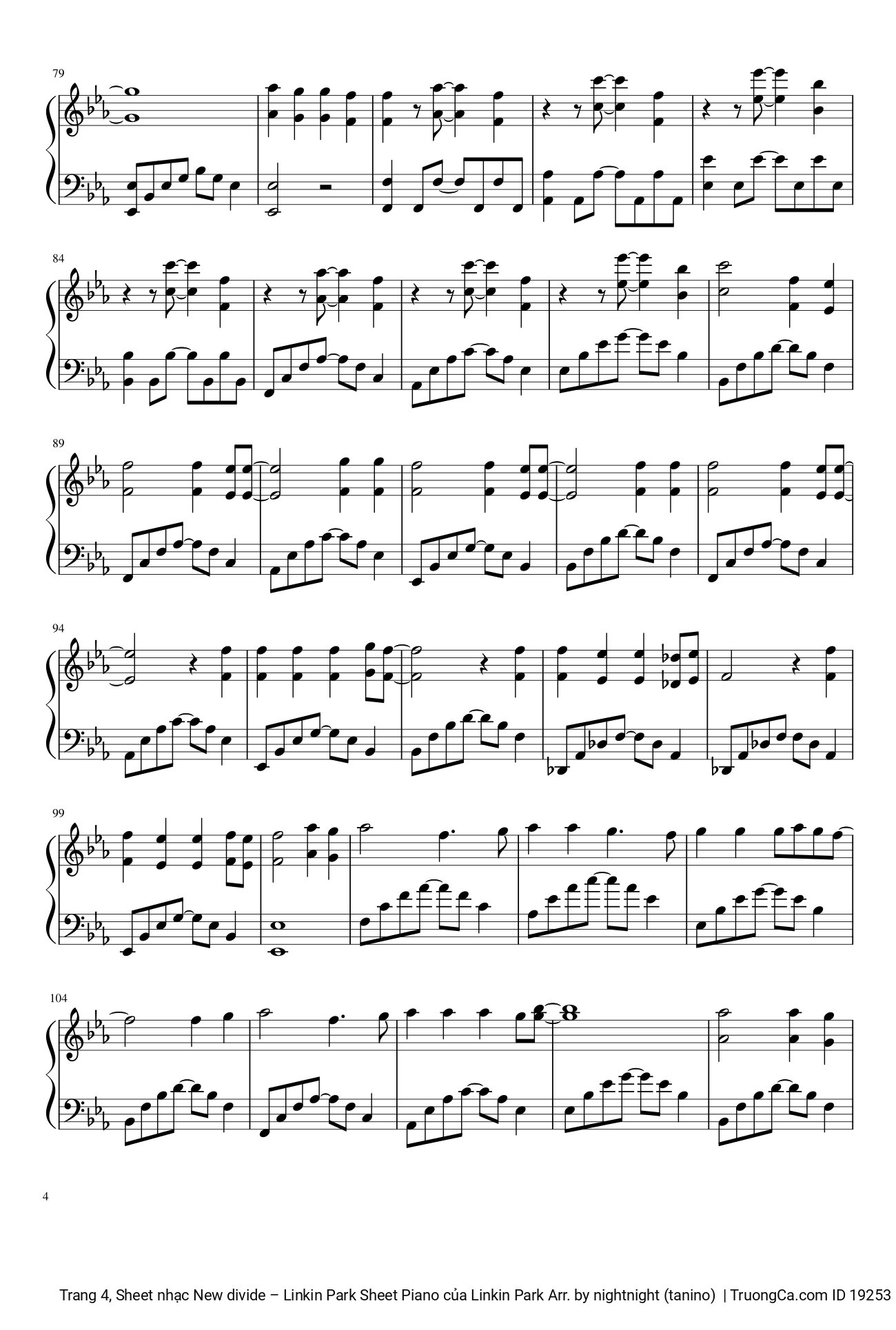 Page 4 of Sheet music PDF New divide Sheet Piano - Linkin Park