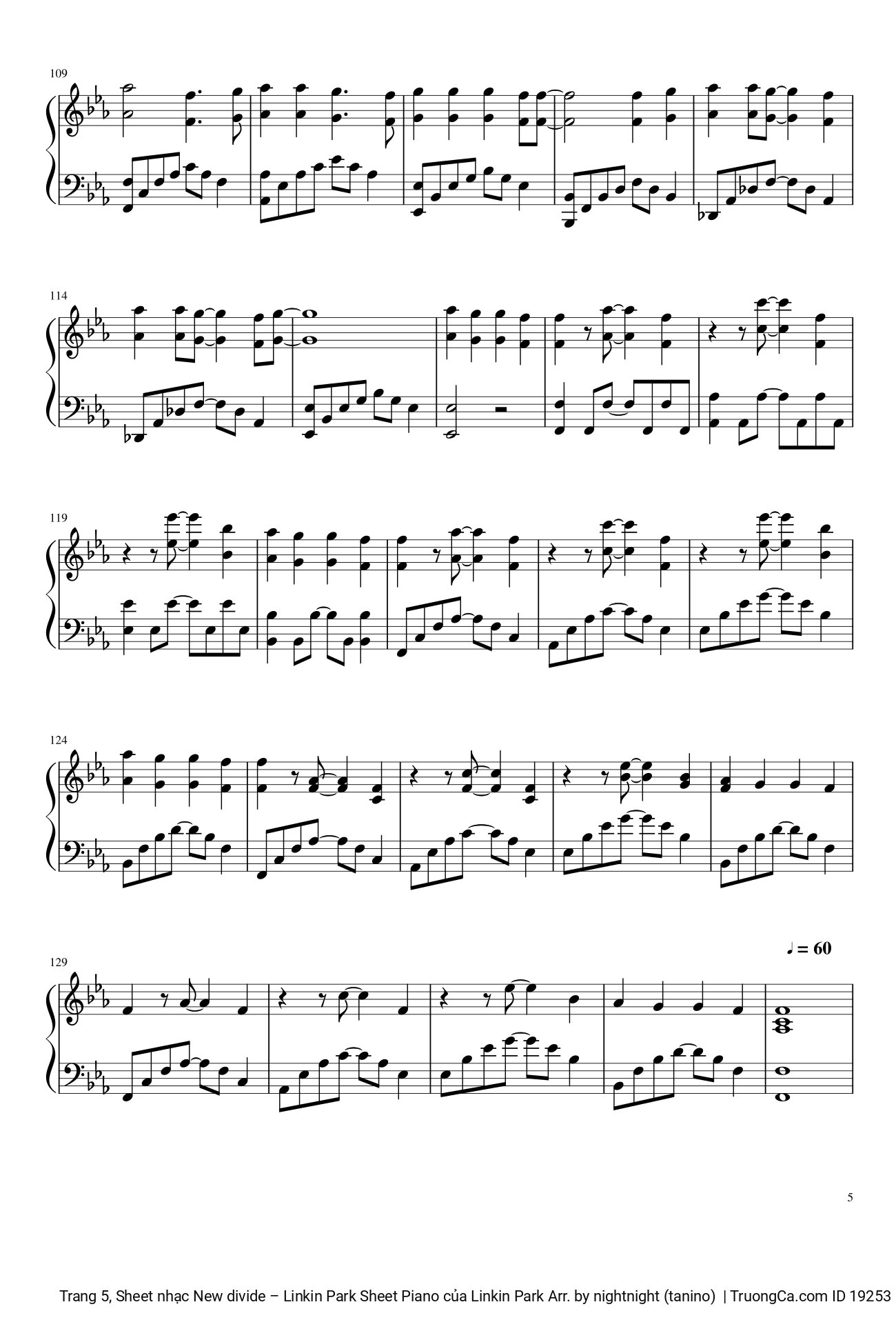 Page 5 of Sheet music PDF New divide Sheet Piano - Linkin Park