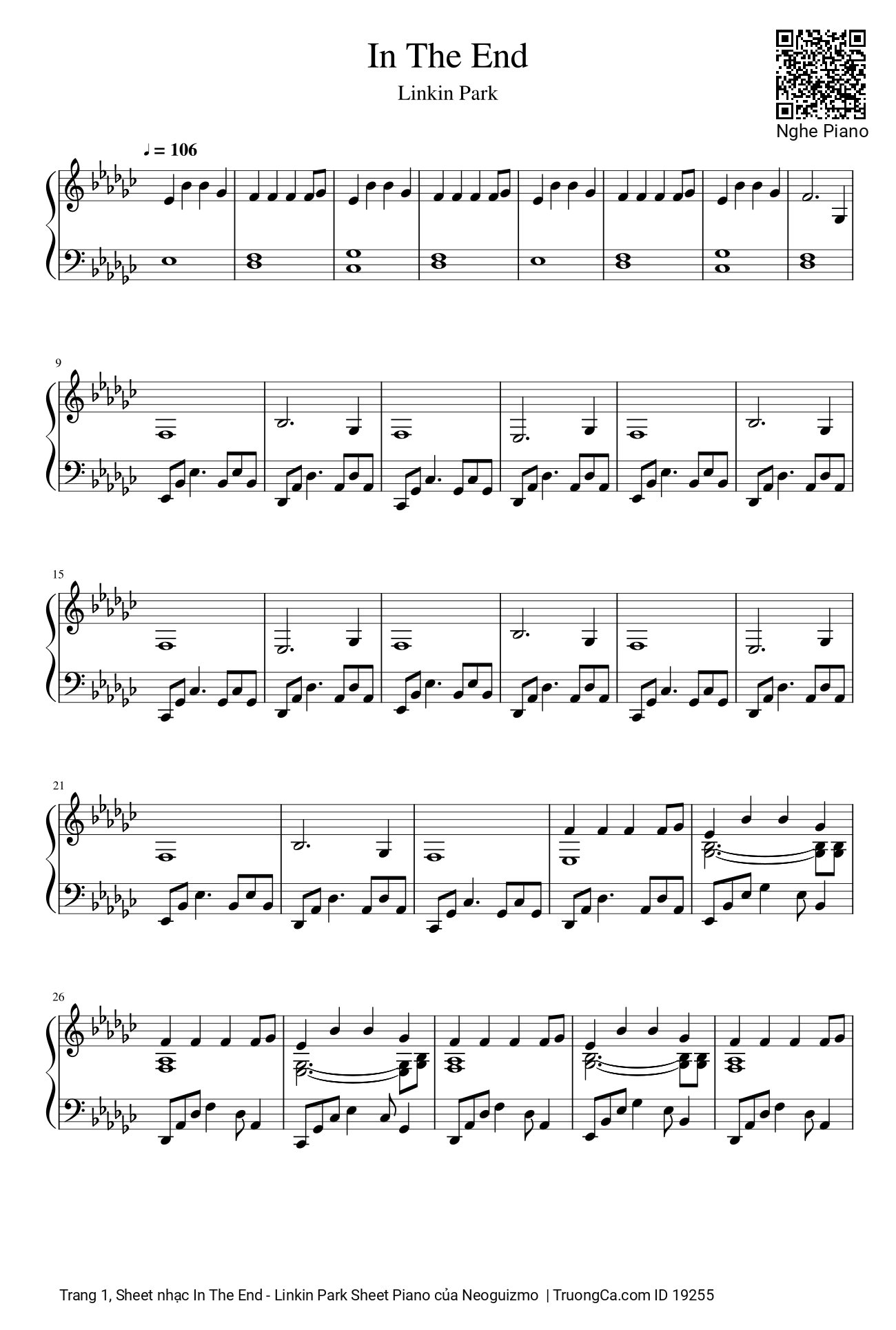 Page 1 of Sheet music PDF In The End Sheet Piano - Neoguizmo