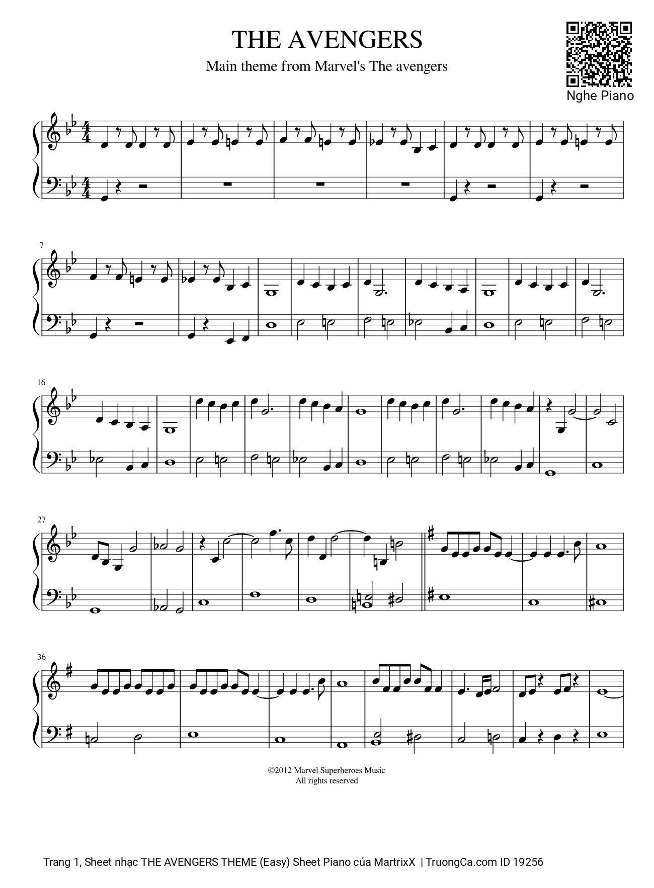 Page 1 of Sheet music PDF The Avengers theme (Easy) Sheet Piano - MartrixX