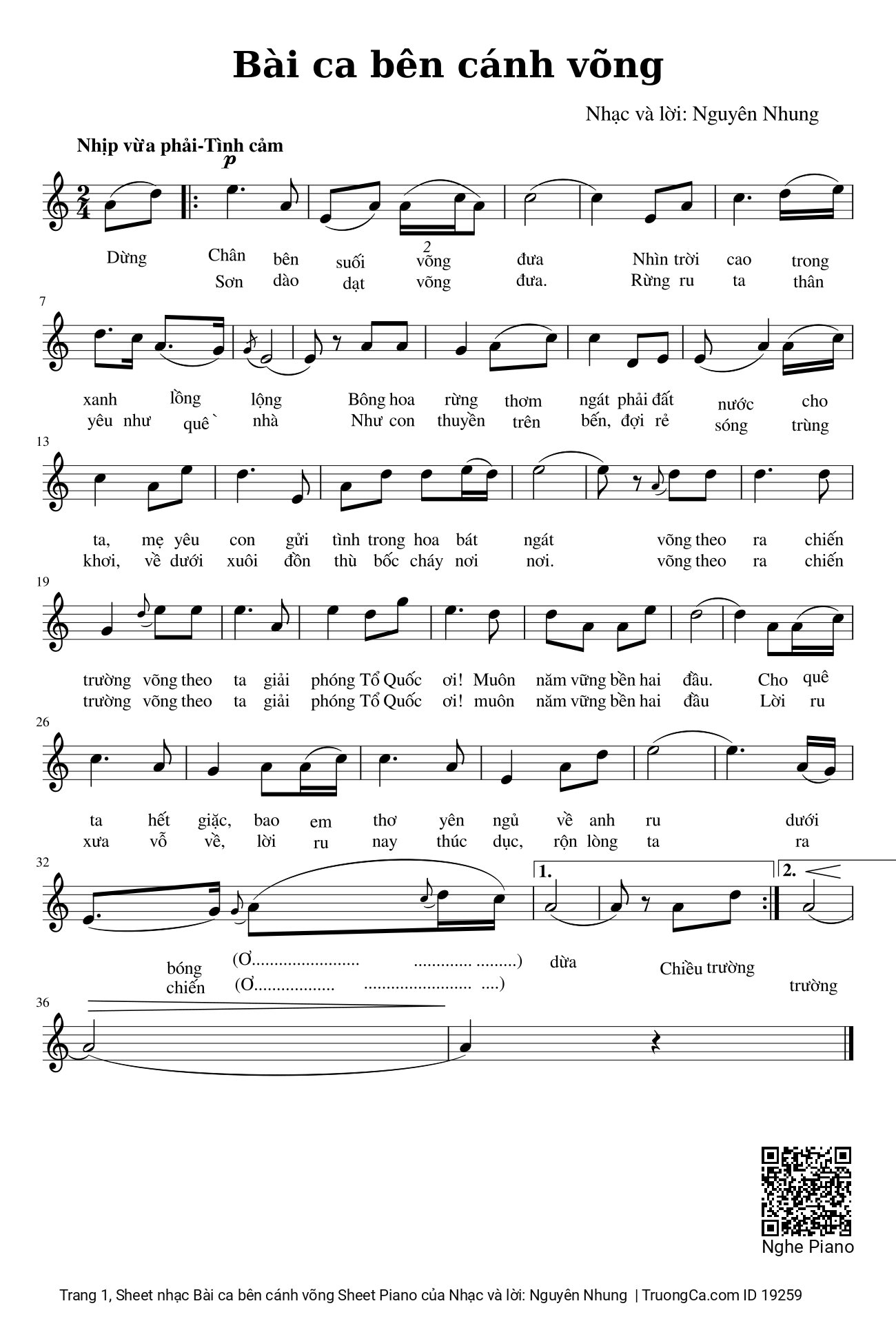 Sheet PDF of Bài ca bên cánh võng