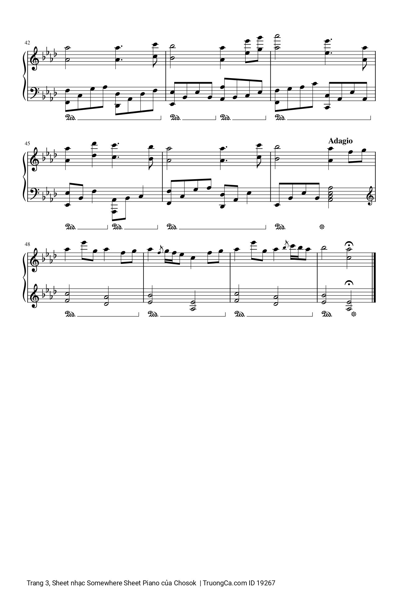 Page 3 of Sheet music PDF Somewhere Sheet Piano - Chosok