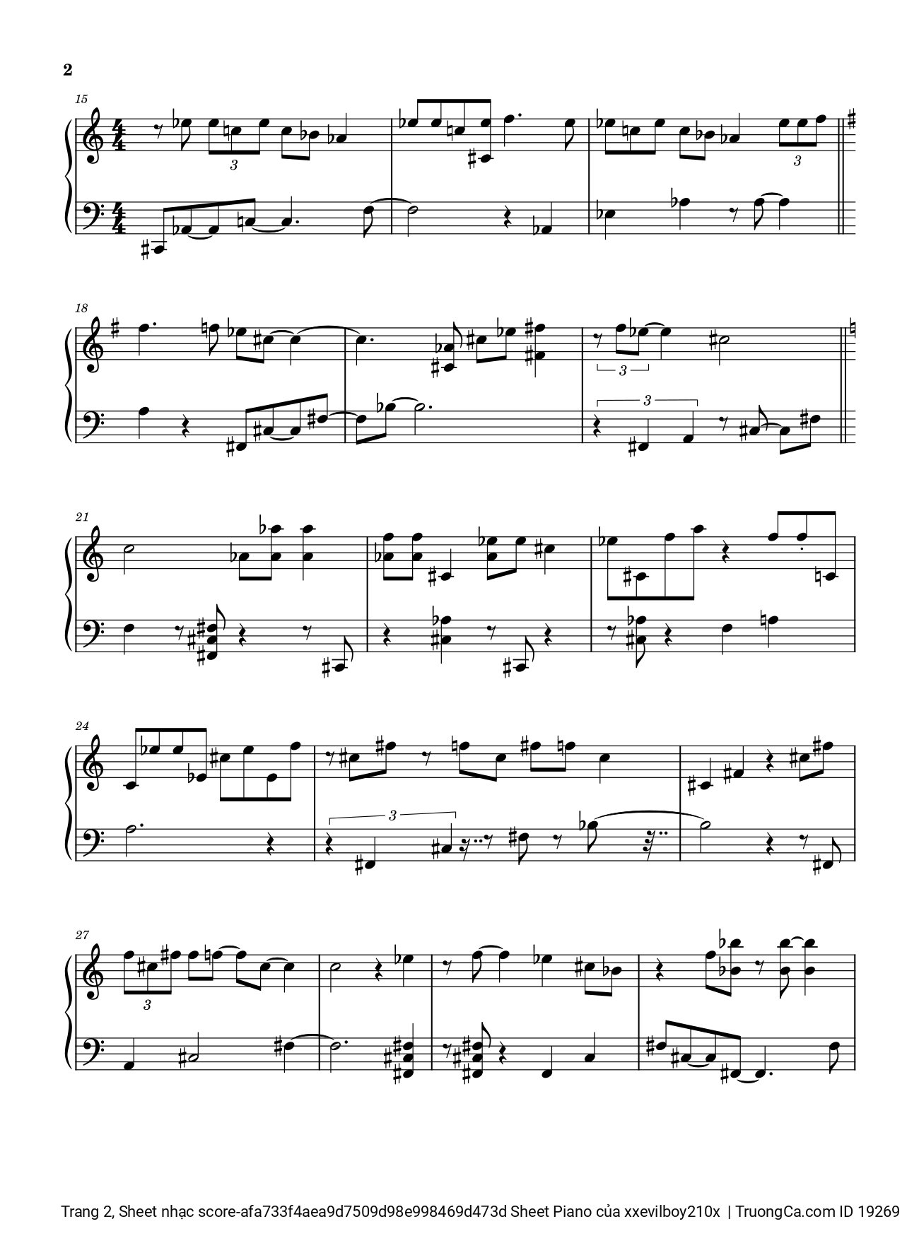 Page 2 of Sheet music PDF Hào Quang Sheet Piano - Xxevilboy210x