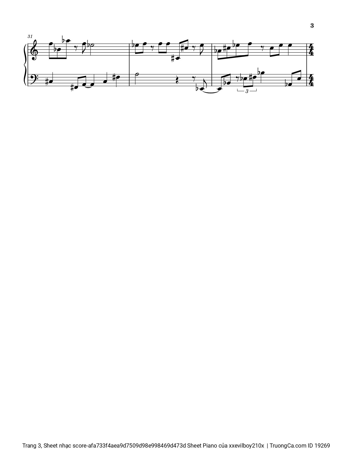 Page 3 of Sheet music PDF Hào Quang Sheet Piano - Xxevilboy210x