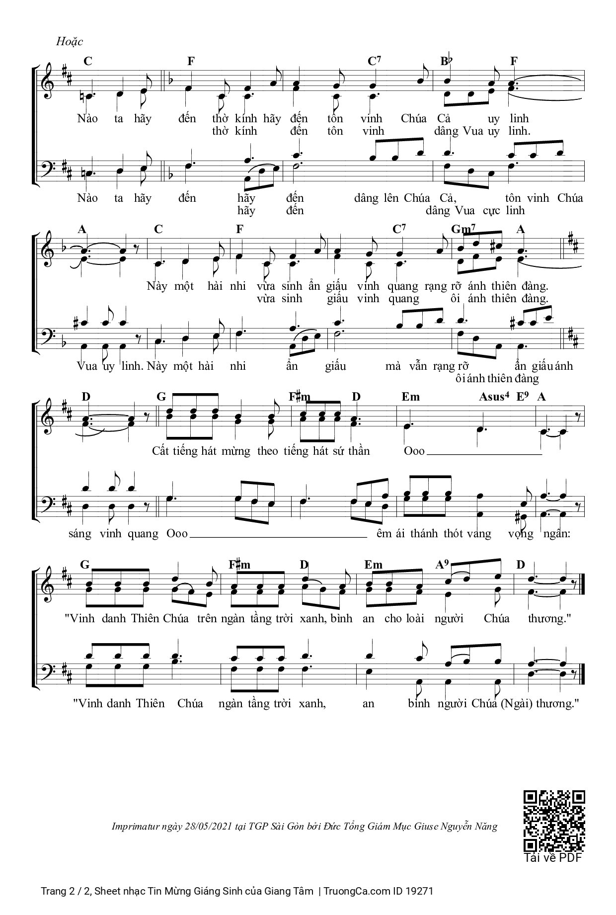 Page 2 of Sheet music PDF Tin Mừng Giáng Sinh - Giang Tâm
