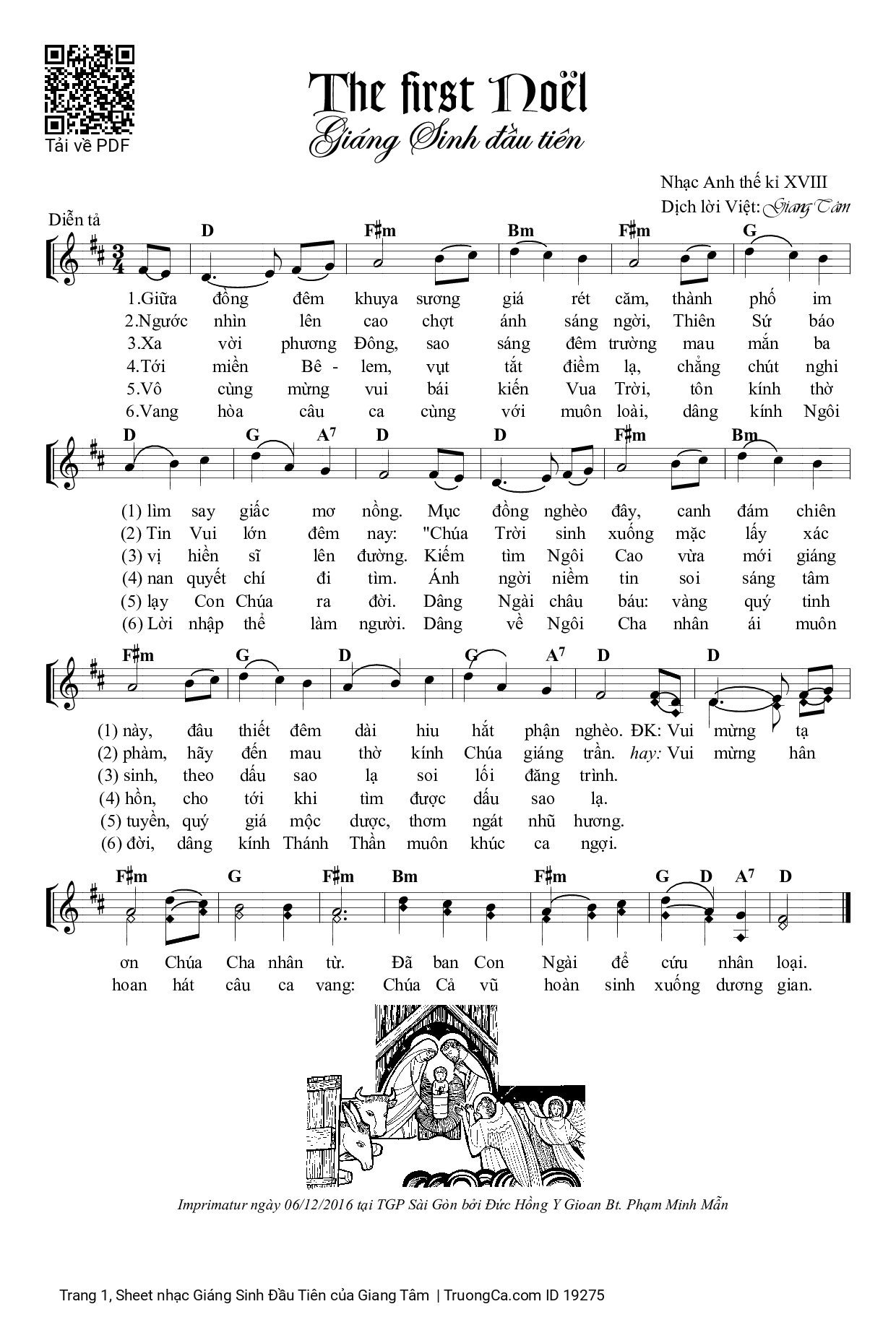 Sheet PDF of Giáng Sinh Đầu Tiên