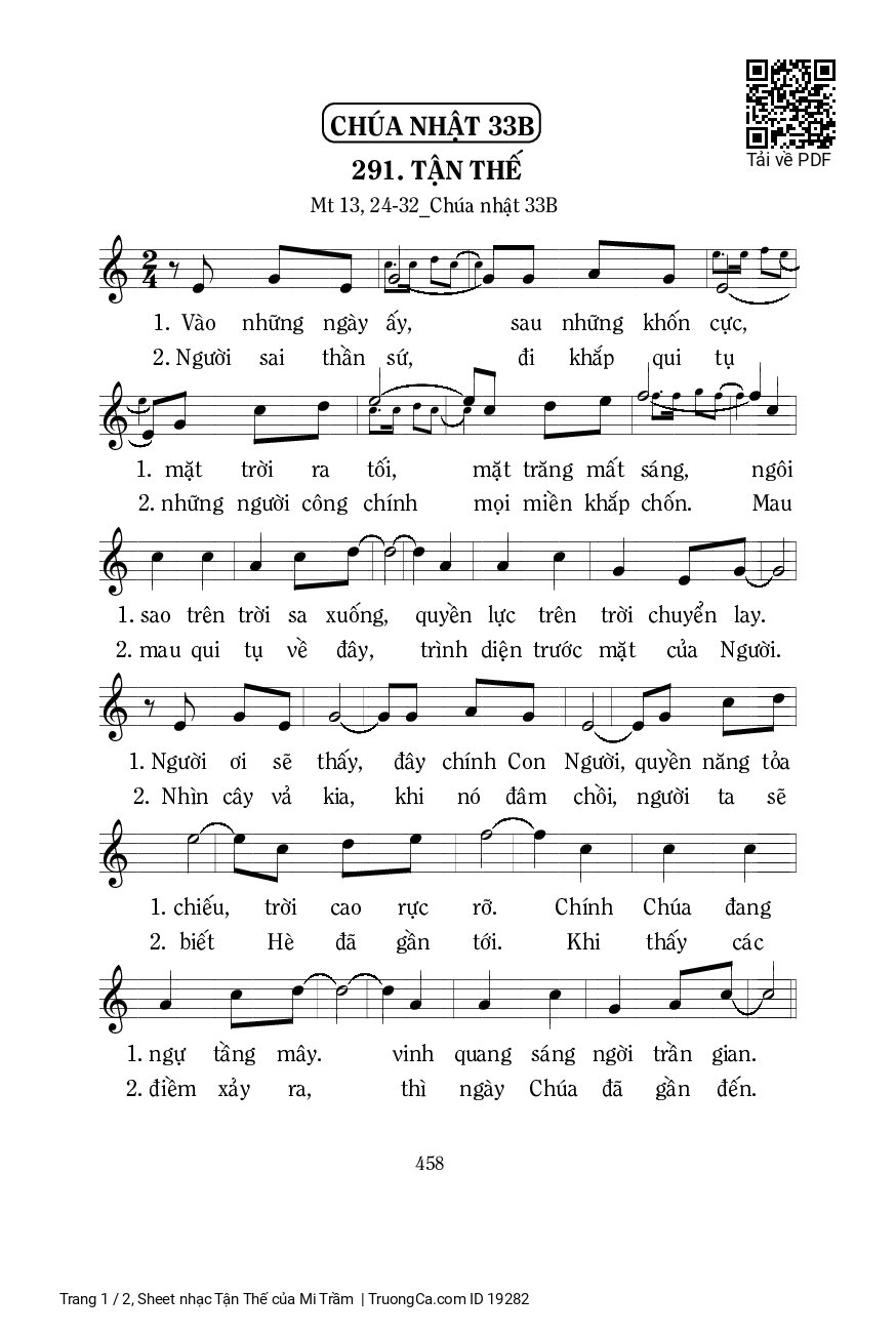 Page 1 of Sheet music PDF Tận Thế - Mi Trầm