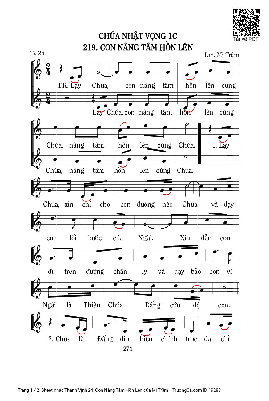 Page 1 of Sheet music PDF Thánh Vịnh 24, Con Nâng Tâm Hồn Lên - Mi Trầm