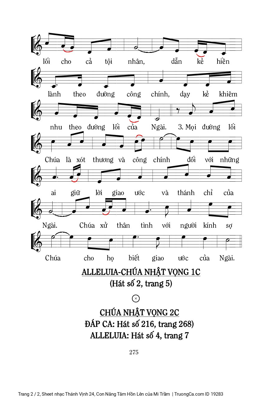 Page 2 of Sheet music PDF Thánh Vịnh 24, Con Nâng Tâm Hồn Lên - Mi Trầm