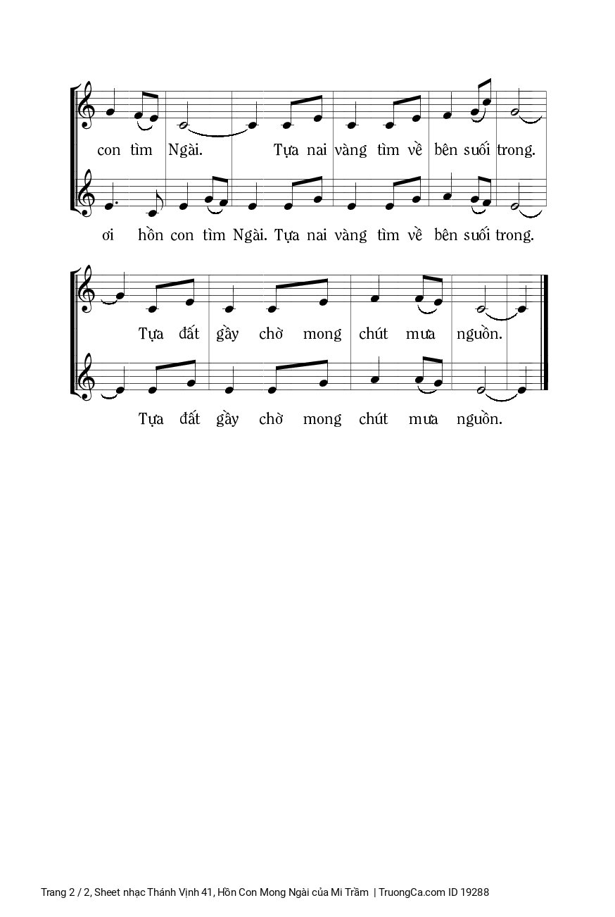 Page 2 of Sheet music PDF Thánh Vịnh 41, Hồn Con Mong Ngài - Mi Trầm
