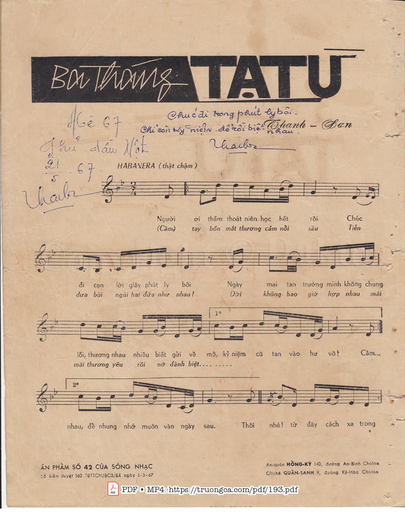 Page 2 of Sheet music PDF Ba tháng tạ từ - Thanh Sơn