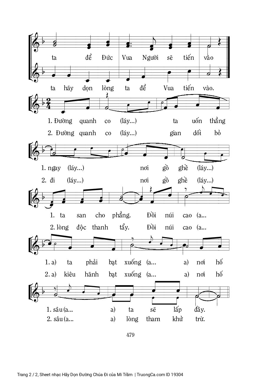 Page 2 of Sheet music PDF Hãy Dọn Đường Chúa Đi - Mi Trầm