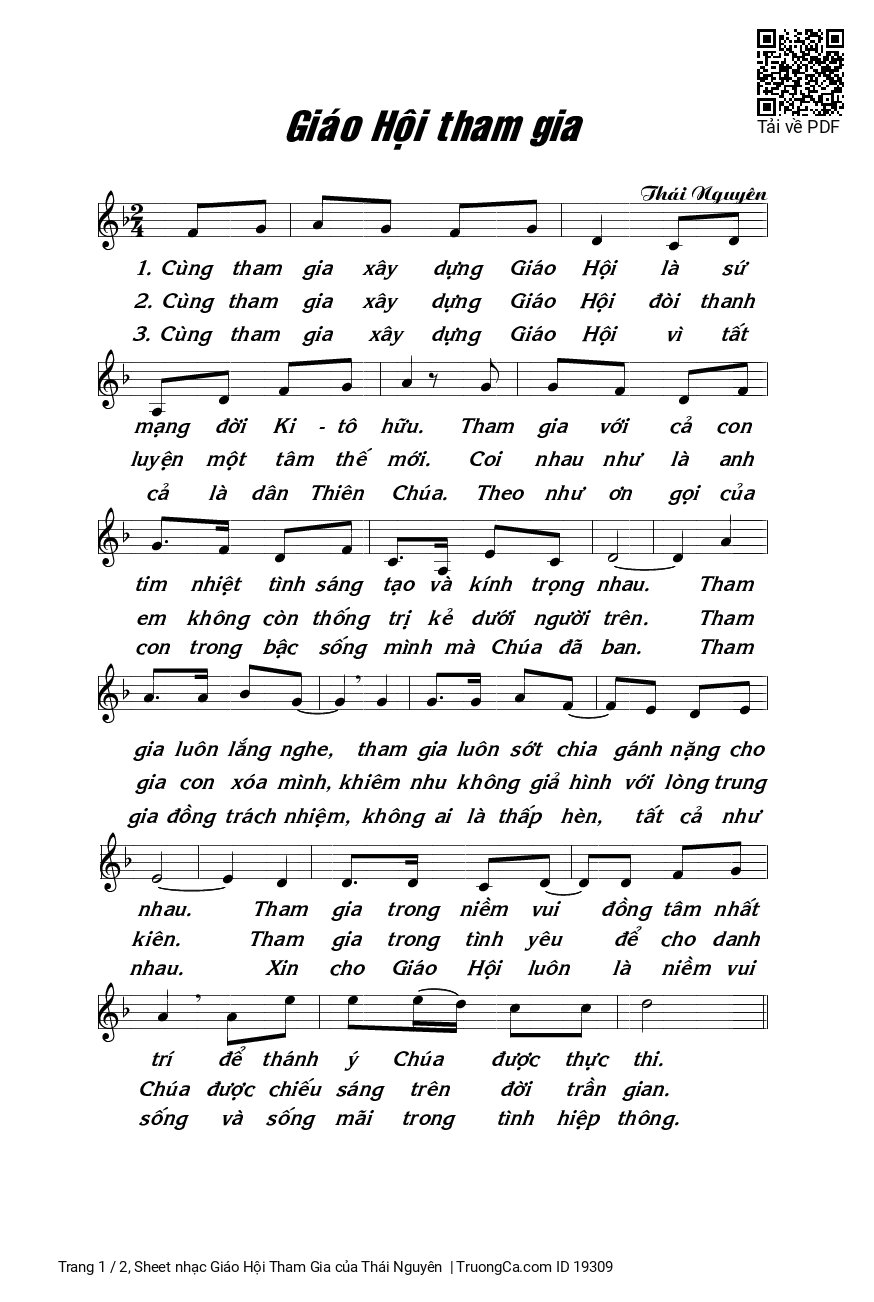 Sheet PDF of Giáo Hội Tham Gia