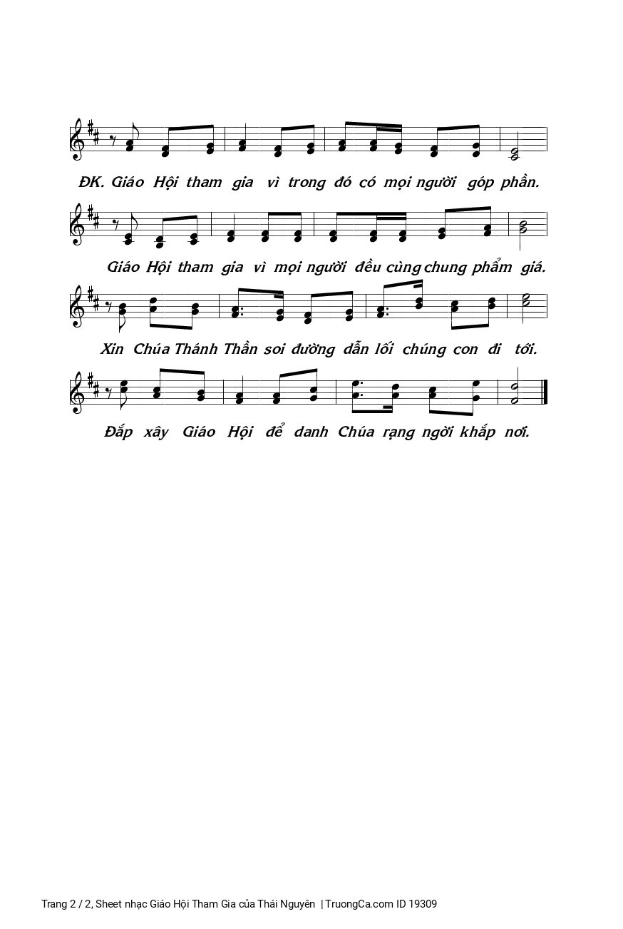 Page 2 of Sheet music PDF Giáo Hội Tham Gia - Thái Nguyên