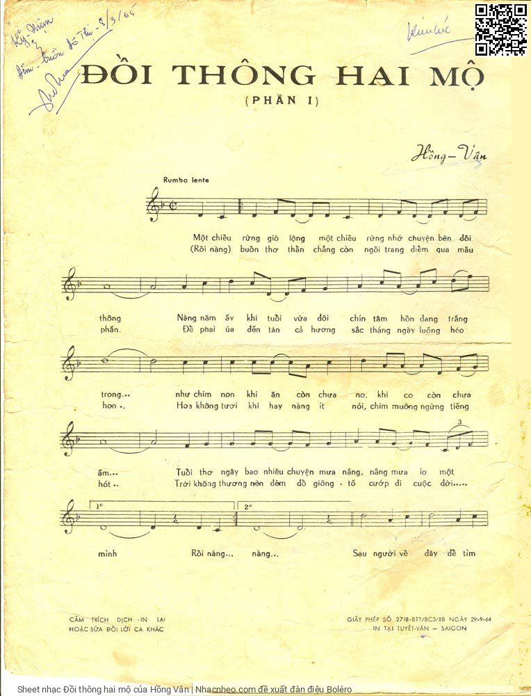 Page 2 of Sheet music PDF Đồi thông hai mộ - Hồng Vân
