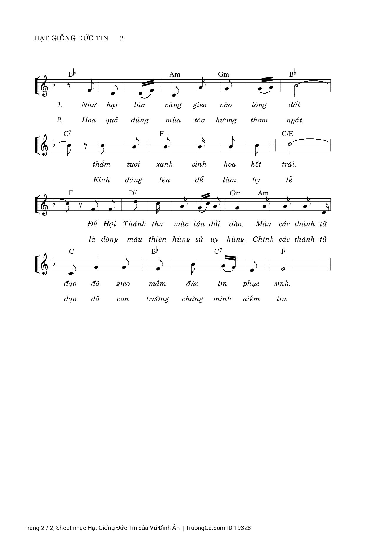 Page 2 of Sheet music PDF Hạt Giống Đức Tin - Vũ Đình Ân